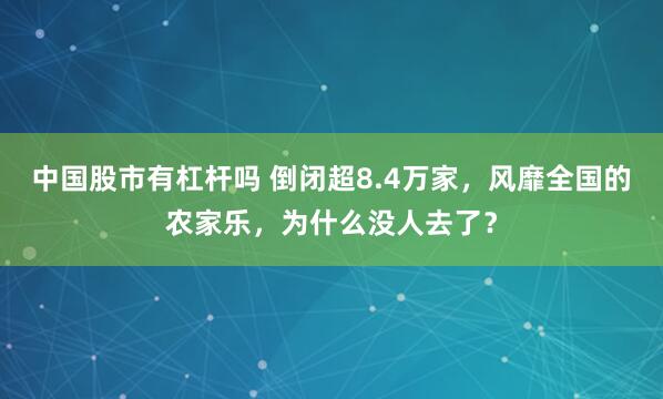 中国股市有杠杆吗 倒闭超8.4万家，风靡全国的农家乐，为什么没人去了？