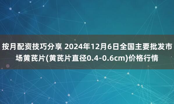 按月配资技巧分享 2024年12月6日全国主要批发市场黄芪片(黄芪片直径0.4-0.6cm)价格行情