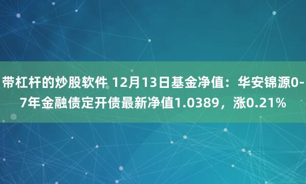 带杠杆的炒股软件 12月13日基金净值：华安锦源0-7年金融债定开债最新净值1.0389，涨0.21%