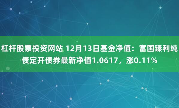 杠杆股票投资网站 12月13日基金净值：富国臻利纯债定开债券最新净值1.0617，涨0.11%