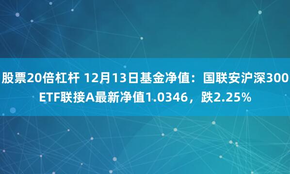 股票20倍杠杆 12月13日基金净值：国联安沪深300ETF联接A最新净值1.0346，跌2.25%