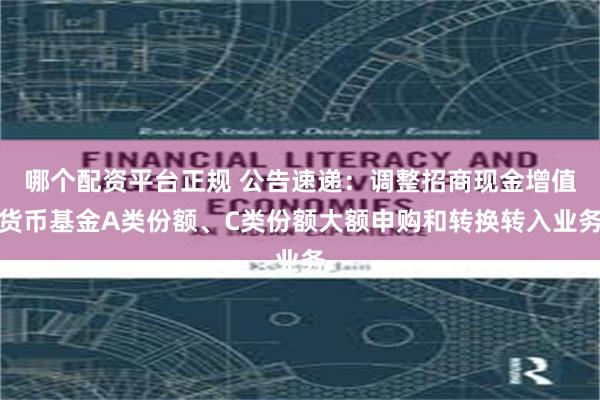 哪个配资平台正规 公告速递：调整招商现金增值货币基金A类份额、C类份额大额申购和转换转入业务