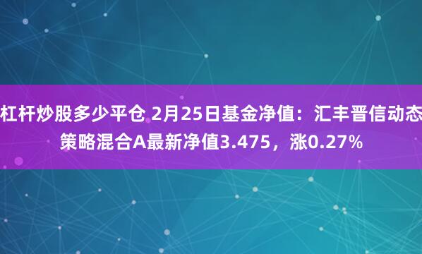 杠杆炒股多少平仓 2月25日基金净值：汇丰晋信动态策略混合A最新净值3.475，涨0.27%