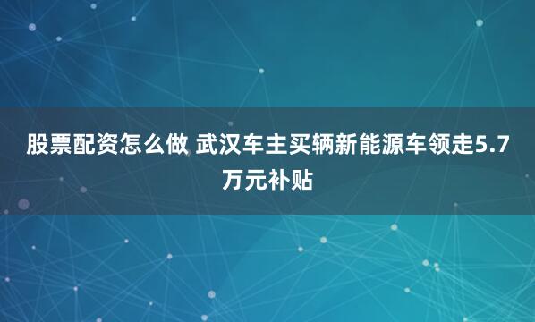 股票配资怎么做 武汉车主买辆新能源车领走5.7万元补贴